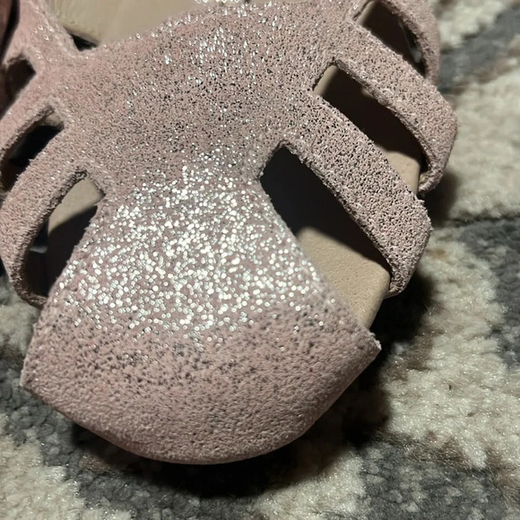 Monkey feet new pink sandals. Ankle strap. Flats. Silver shimmers. - Picture 3 of 5
